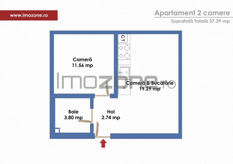 Militari Residence, apartament 2 camere, 37mp, centrala proprie, bucataria inclusa, 0% comision.